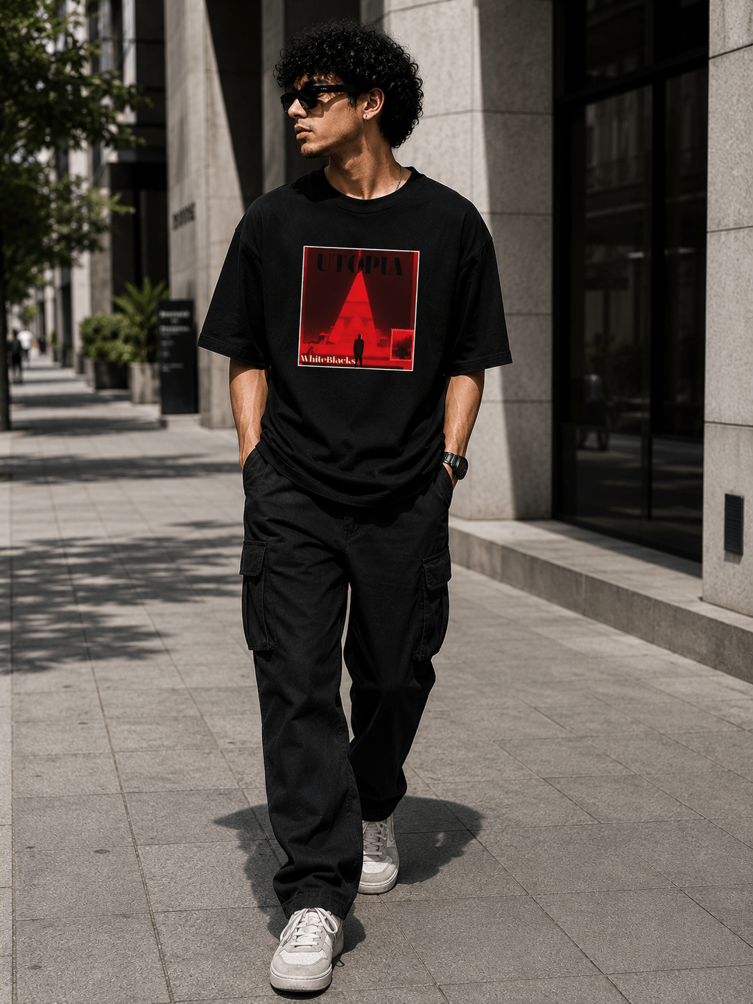 Utopia Filtered Oversized Graphic T-Shirt - WhiteBlacks