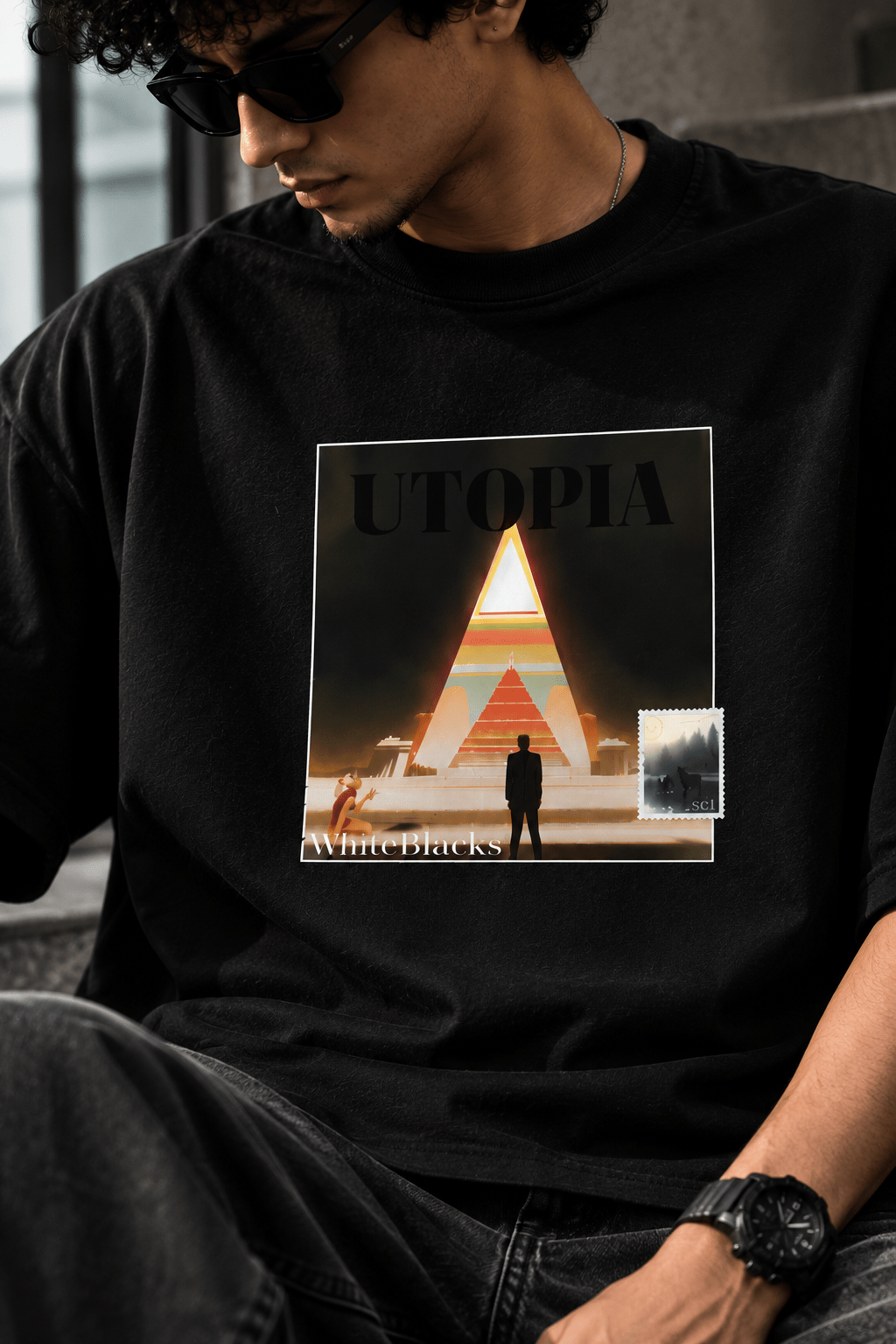 Utopia Oversized Graphic T-Shirt - WhiteBlacks