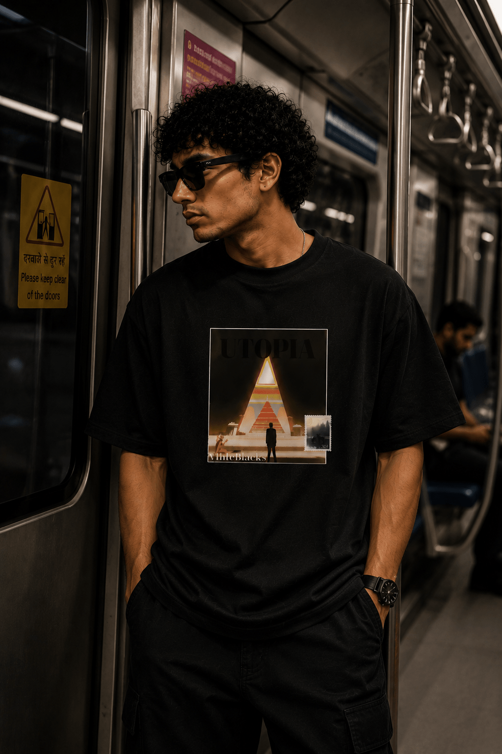 Utopia Oversized Graphic T-Shirt - WhiteBlacks