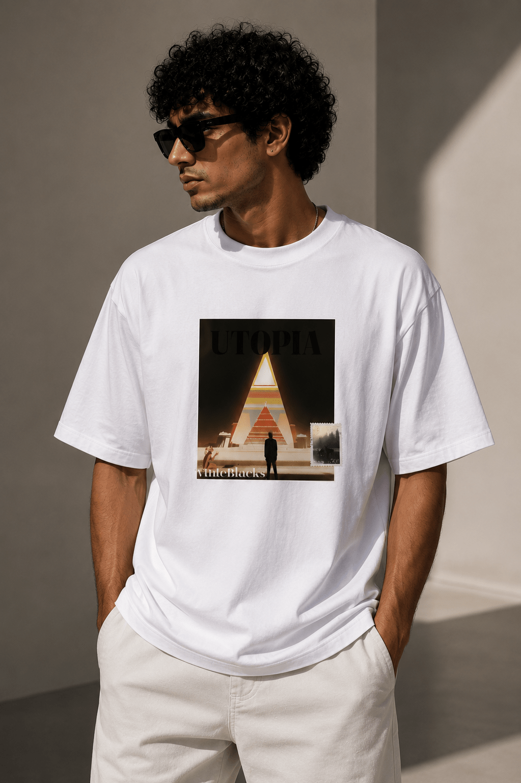 Utopia Oversized Graphic T-Shirt - WhiteBlacks