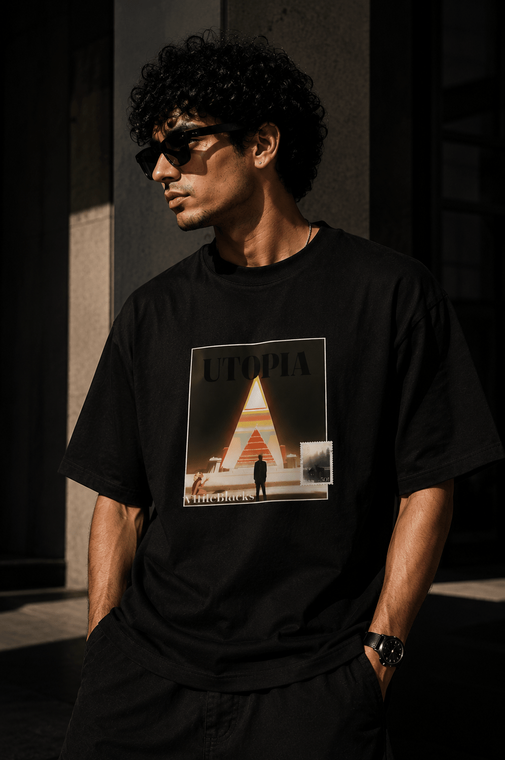 Utopia Oversized Graphic T-Shirt - WhiteBlacks