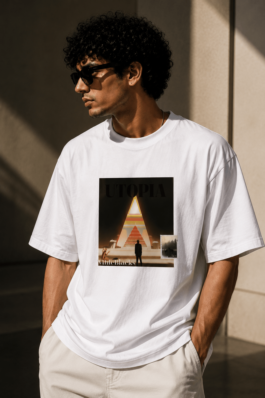 Utopia Oversized Graphic T-Shirt - WhiteBlacks