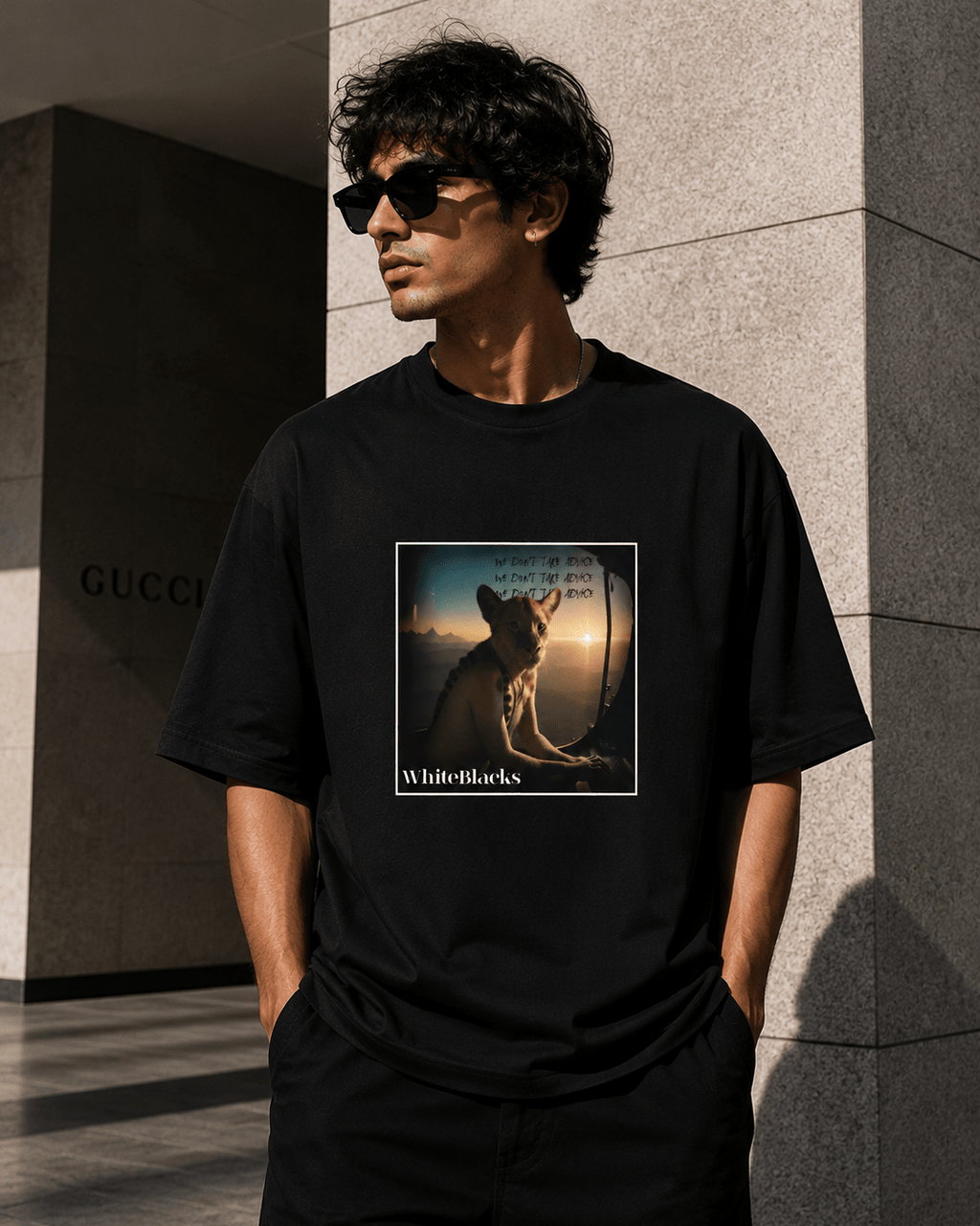 We Don't Take Advice Oversized Graphic T-Shirt - WhiteBlacks