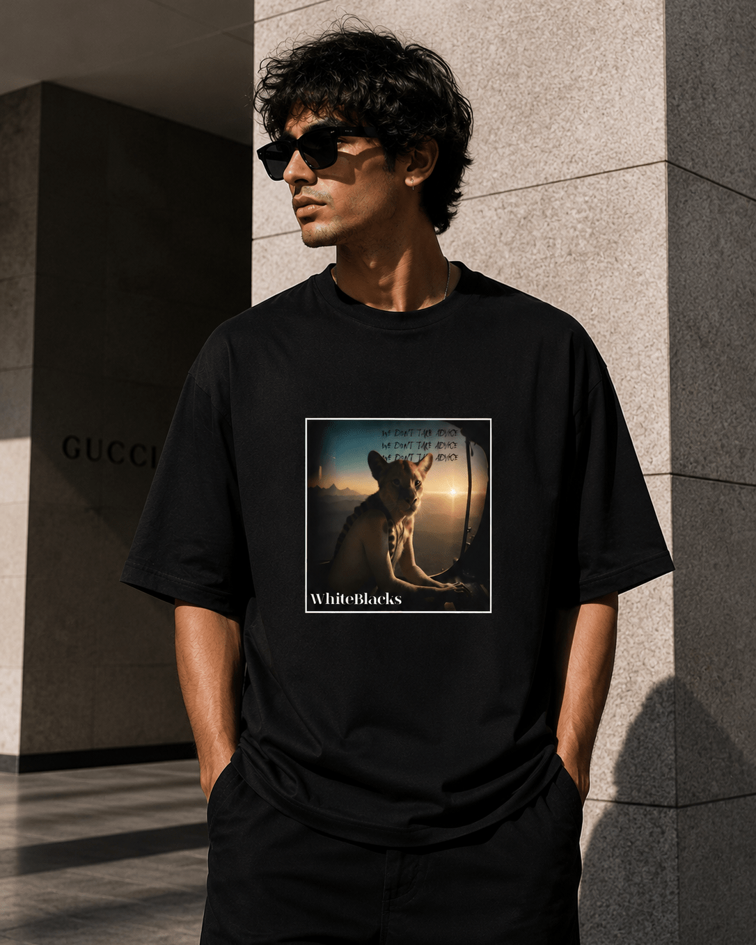 We Don't Take Advice Oversized Graphic T-Shirt - WhiteBlacks