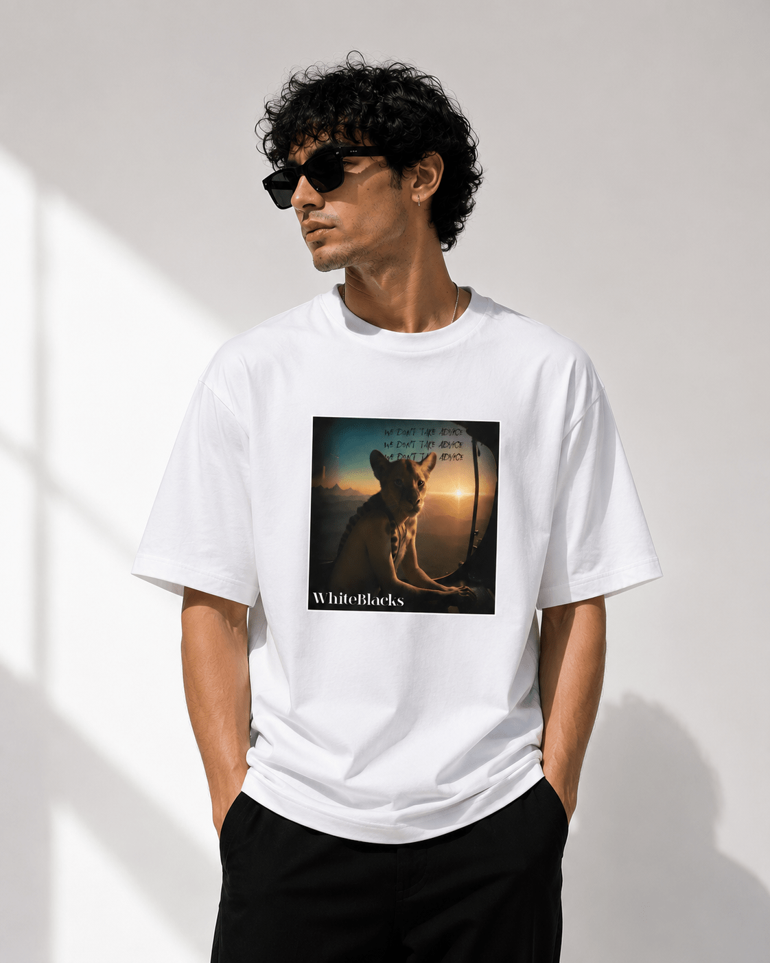 We Don't Take Advice Oversized Graphic T-Shirt - WhiteBlacks