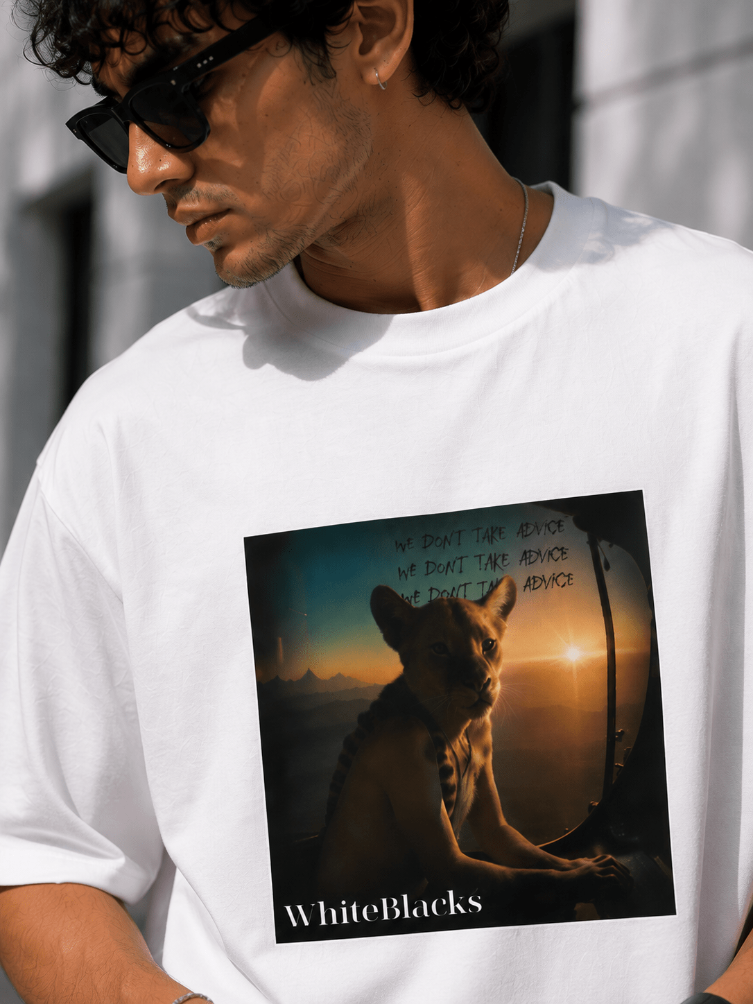 We Don't Take Advice Oversized Graphic T-Shirt - WhiteBlacks