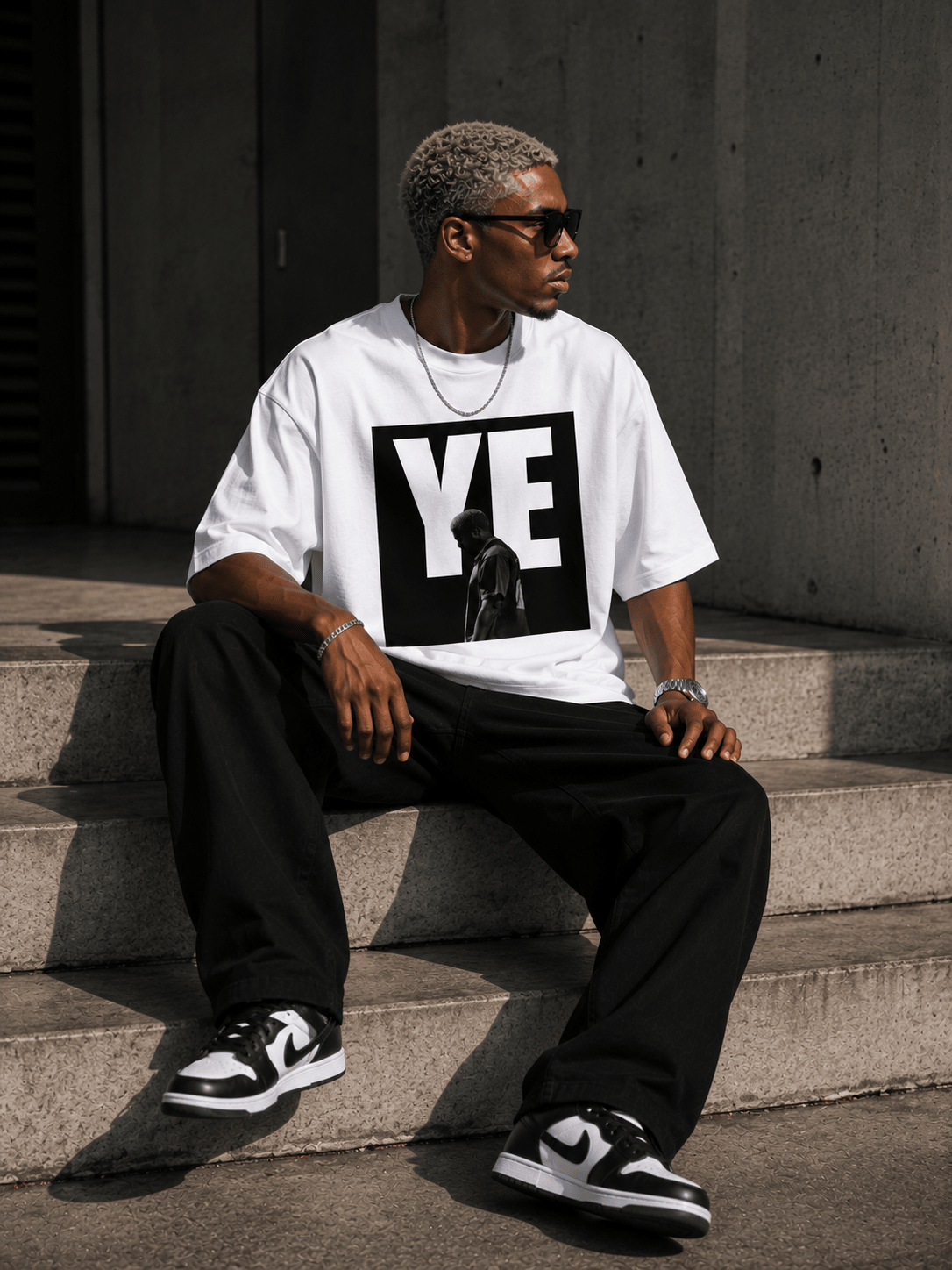 YE Oversized Graphic T-Shirt - WhiteBlacks